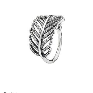 PANDORA Light As a Feather Silver Ring Size 4